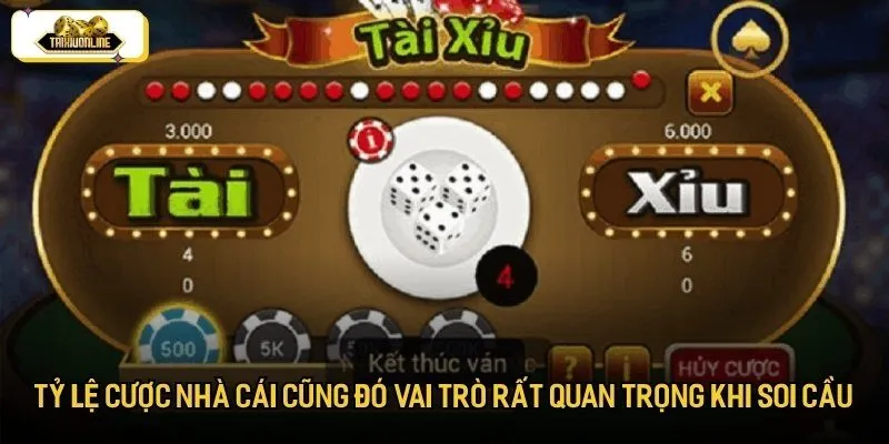 Tỷ lệ cược nhà cái cũng đó vai trò rất quan trọng khi soi cầu
